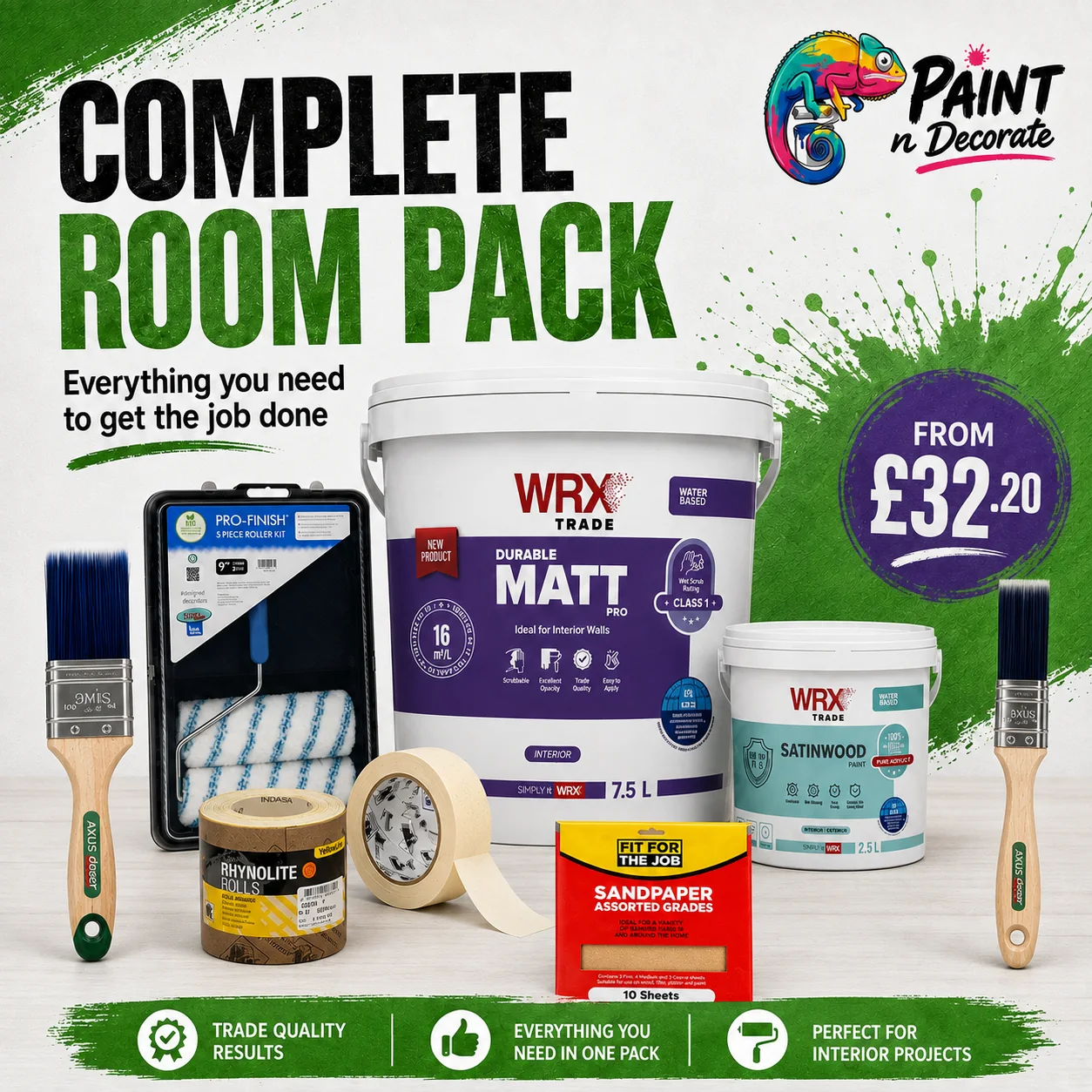 Kitchen and Bathroom Complete Room Pack with WRX Durable Matt and decorating tools, from £32.20