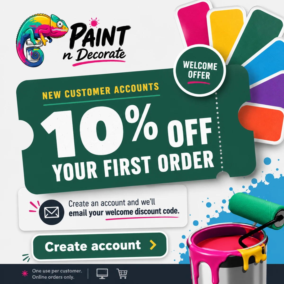 Create a new customer account for 10% off your first order