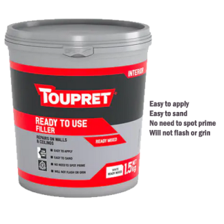toupret ready mixed interior filler 1.5kg