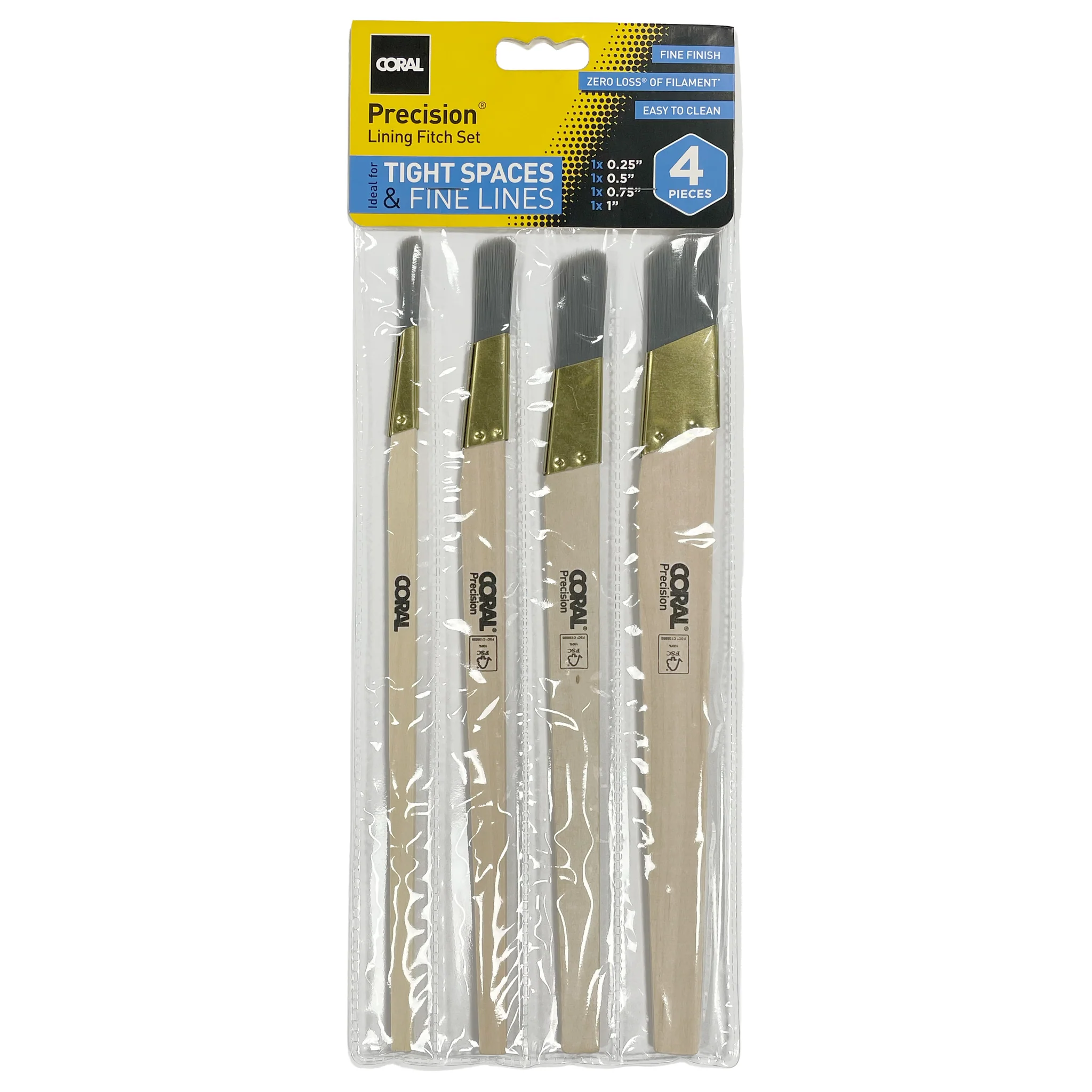 Coral Precision Angled Lining Fitch Paint Brush Set