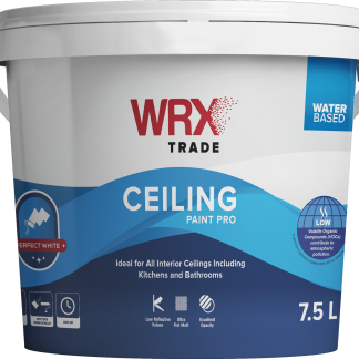 WRX Ceiling Paint Pro 7.5L tub – water-based white ceiling paint