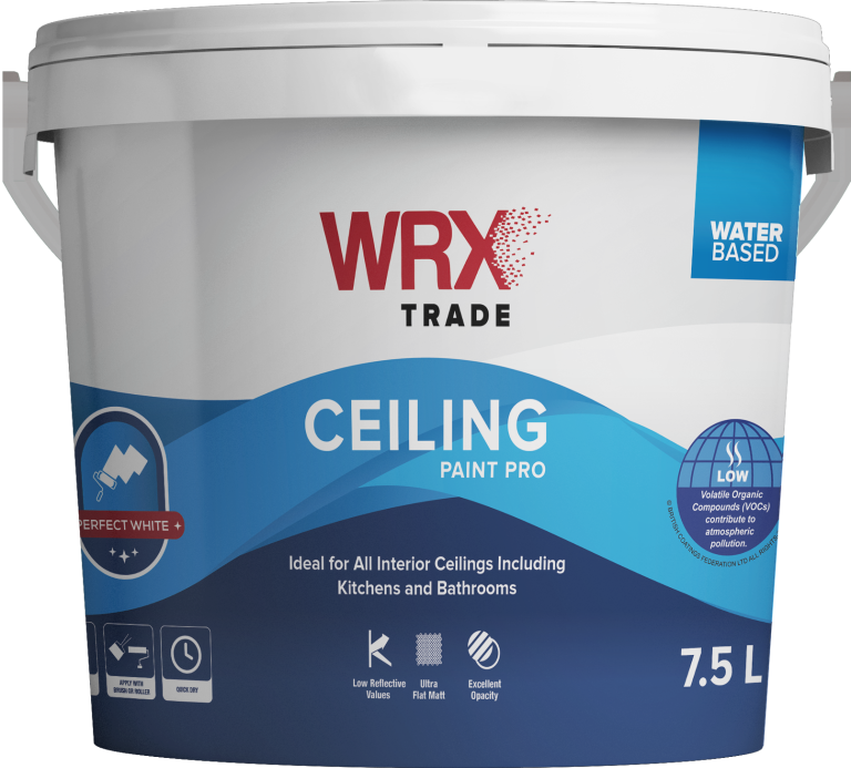 WRX Ceiling Paint Pro 7.5L tub – water-based white ceiling paint
